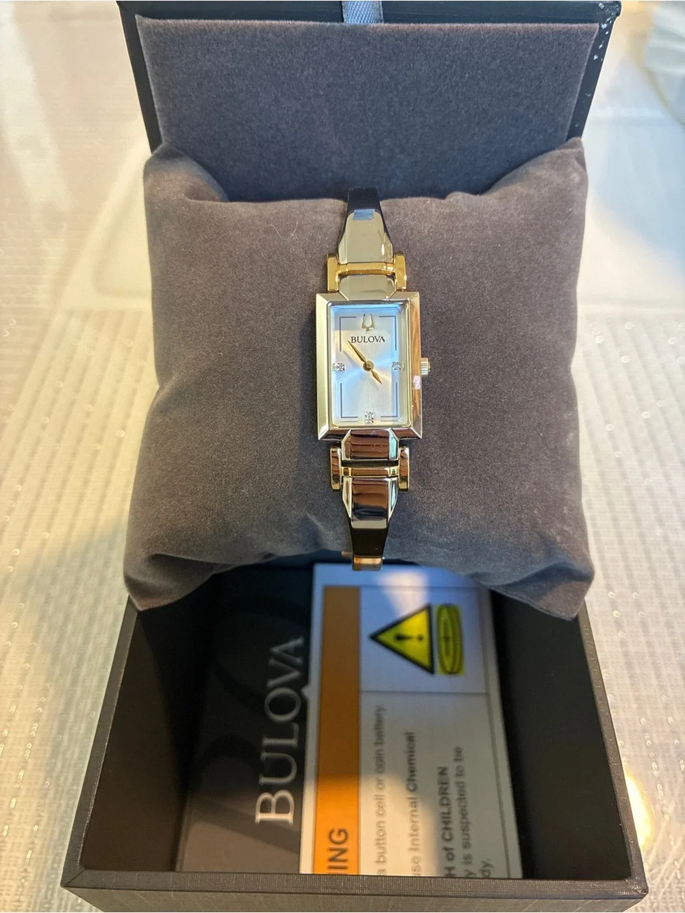 Bulova Two-Tone Rectangular Ladies Watch - Gold & Silver Tone